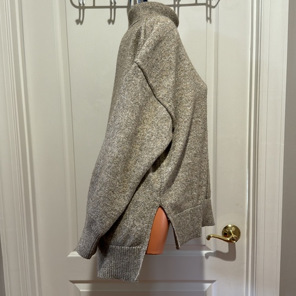 H&M Brown Melange Oversized Drop Shoulder Turtleneck Sweater Tunic S Small $70 - Picture 4 of 7